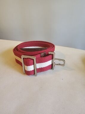 Bally Striped Red and White Webbing Belt - Men